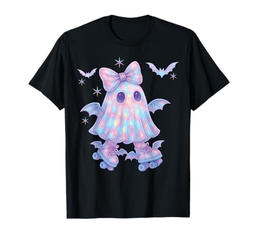 Süß Geist Kokette Schleife Rollschuhe Kawaii Pastell Mädchen T-Shirt von Cute Ghost Coquette Bow Pastel Sweet Spooky Kawaii