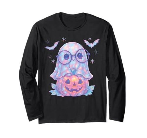 Süße Geist Nerd-Brille Kürbis Kawaii Pastell Mädchen 90er Langarmshirt von Cute Ghost Coquette Bow Pastel Sweet Spooky Kawaii