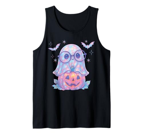 Süße Geist Nerd-Brille Kürbis Kawaii Pastell Mädchen 90er Tank Top von Cute Ghost Coquette Bow Pastel Sweet Spooky Kawaii