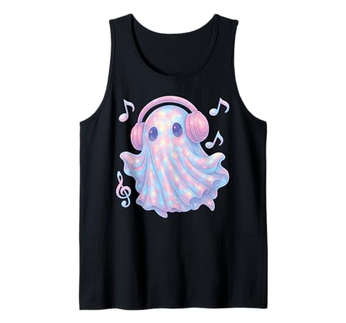 Süße Geister-Kopfhörer Musikliebhaber Kawaii Pastell Mädchen Tank Top von Cute Ghost Coquette Bow Pastel Sweet Spooky Kawaii