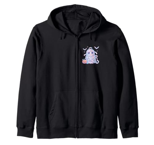 Süßes Geister-Mumienkostüm Kawaii Pastell Mädchen 90er Kapuzenjacke von Cute Ghost Coquette Bow Pastel Sweet Spooky Kawaii