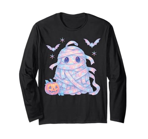 Süßes Geister-Mumienkostüm Kawaii Pastell Mädchen 90er Langarmshirt von Cute Ghost Coquette Bow Pastel Sweet Spooky Kawaii