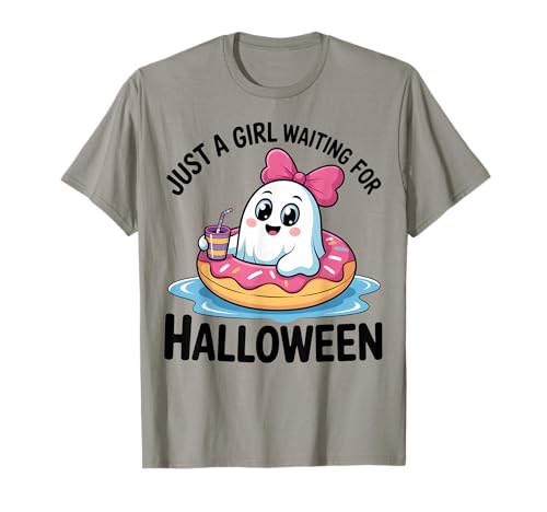 Nur EIN Mädchen, das auf Halloween Donut Ghost wartet T-Shirt Nur EIN Mädchen, das auf Halloween Donut Ghost wartet T-Shirt von Cute Ghost Girl Donut Float Halloween Countdown