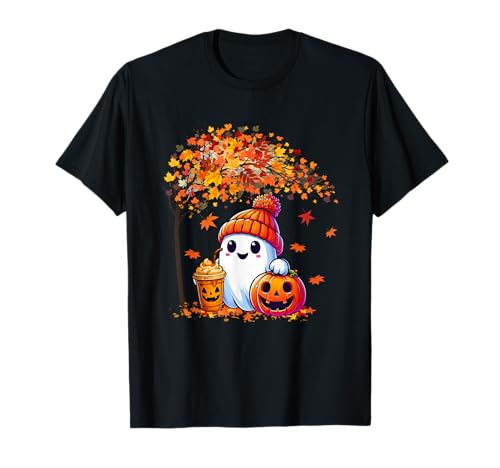 Cute Ghost Thanksgiving Herbst Halloween Ghost Coffee Damen T-Shirt Cute Ghost Thanksgiving Herbst Halloween Ghost Coffee Damen T-Shirt von Cute Ghost Halloween Thanksgiving Autumn Apparel
