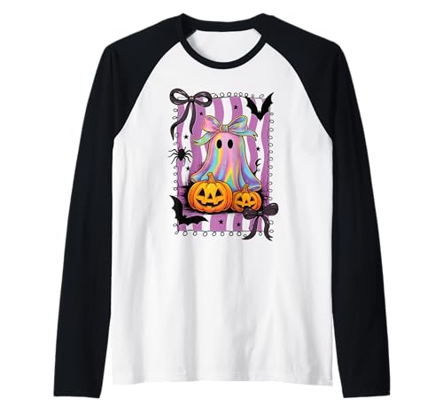 Süßer Geist koketter Schleife Halloween Retro 90 y2k Mädchen Raglan von Cute Ghost Retro 90s Rad Girl Purple Halloween