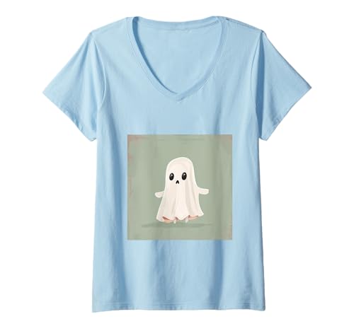 Damen Ghost Lustiges Geister-Halloween T-Shirt mit V-Ausschnitt Damen Ghost Lustiges Geister-Halloween T-Shirt mit V-Ausschnitt von Cute Ghost for Halloween Designs