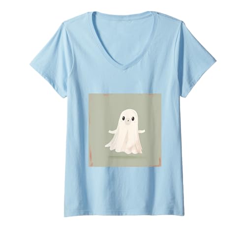 Damen Gruseliger Geist Lustiger Geist T-Shirt mit V-Ausschnitt Damen Gruseliger Geist Lustiger Geist T-Shirt mit V-Ausschnitt von Cute Ghost for Halloween Designs
