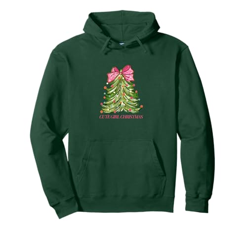 Süßes Mädchen Weihnachtsbaum Rosa Schleife Urlaub Design Pullover Hoodie Süßes Mädchen Weihnachtsbaum Rosa Schleife Urlaub Design Pullover Hoodie von Cute Girl Christmas Apparel