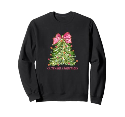 Süßes Mädchen Weihnachtsbaum Rosa Schleife Urlaub Design Sweatshirt Süßes Mädchen Weihnachtsbaum Rosa Schleife Urlaub Design Sweatshirt von Cute Girl Christmas Apparel
