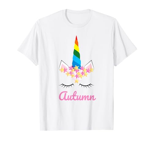 Niedliches Mädchen Einhorn Personalisierter Name Herbst Regenbogen Einhorn T-Shirt Niedliches Mädchen Einhorn Personalisierter Name Herbst Regenbogen Einhorn T-Shirt von Cute Girls Unicorn Personalized Autumn Rainbow