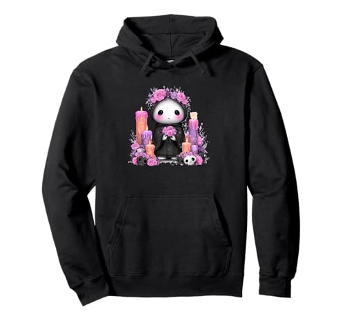 Entzückender Sensenmann umgeben von Kerzen Pullover Hoodie von Cute Gothic Floral Grim Reaper Fantasy