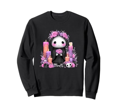 Entzückender Sensenmann umgeben von Kerzen Sweatshirt von Cute Gothic Floral Grim Reaper Fantasy