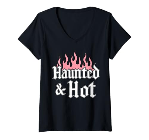 Damen Haunted & Hot Nu Gothic Gruseliges Babe Halloween T-Shirt mit V-Ausschnitt Damen Haunted & Hot Nu Gothic Gruseliges Babe Halloween T-Shirt mit V-Ausschnitt von Cute Gothic Y2K Goth Aesthetic Witchy Design