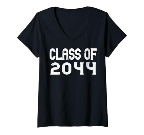 Damen Class of 2044 Grow with Me Abschlussfeier Lustiger Schulanfang T-Shirt mit V-Ausschnitt von Cute Graduation Grow With Me for Kids and Family