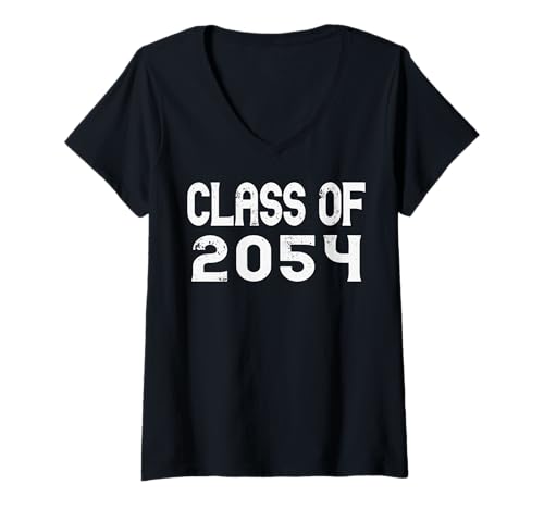 Damen Class of 2054 Grow with Me Abschlussfeier Lustiger Schulanfang T-Shirt mit V-Ausschnitt von Cute Graduation Grow With Me for Kids and Family