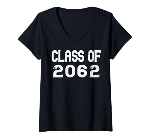 Damen Class of 2062 Grow with Me Abschlussfeier Lustiger Schulanfang T-Shirt mit V-Ausschnitt von Cute Graduation Grow With Me for Kids and Family