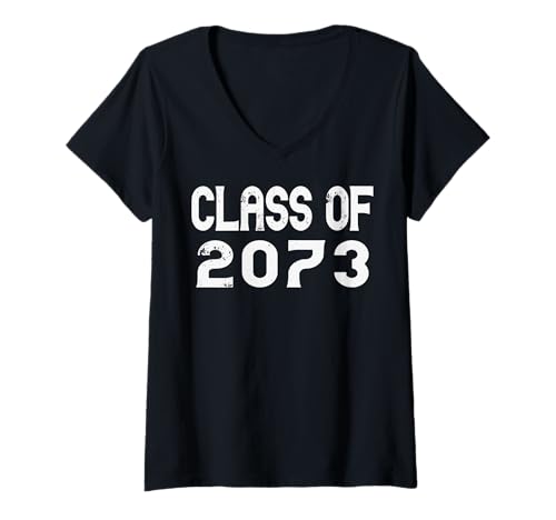 Damen Class of 2073 Grow with Me Abschlussfeier Lustiger Schulanfang T-Shirt mit V-Ausschnitt von Cute Graduation Grow With Me for Kids and Family