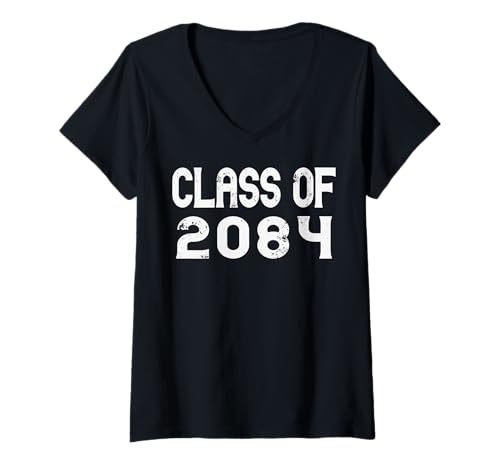 Damen Class of 2084 Grow with Me Abschlussfeier Lustiger Schulanfang T-Shirt mit V-Ausschnitt von Cute Graduation Grow With Me for Kids and Family