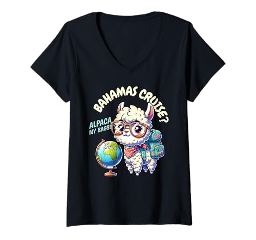 Damen Kreuzfahrt? Alpaka My Bags! Lustige Bahamas-Kreuzfahrt in der Karibik T-Shirt mit V-Ausschnitt Damen Kreuzfahrt? Alpaka My Bags! Lustige Bahamas-Kreuzfahrt in der Karibik T-Shirt mit V-Ausschnitt von Cute Group Friends Bahamas Vacation Apparel