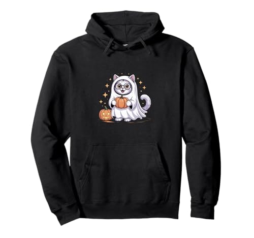 Niedliche Halloween-Katze, lustiger Geister-Kürbis-Spaß, für Herren Pullover Hoodie von Cute Halloween Cat Funny Ghost Pumpkin Fun