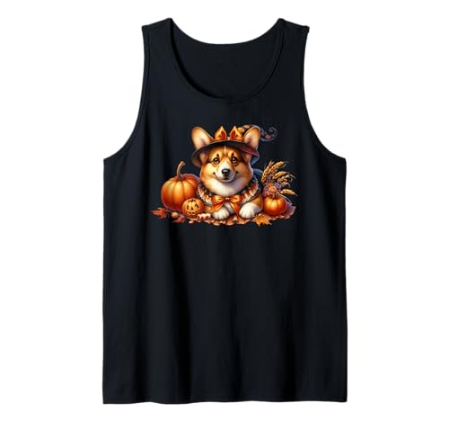 Corgi and Pumpkins for Women Men and Kids Cute Halloween Dog Tank Top von Cute Halloween Corgi Gifts For Corgi Lovers