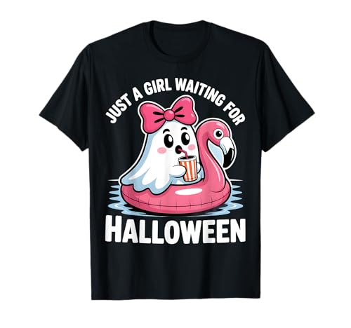 Nur EIN Mädchen, das auf Halloween Ghost Floatie wartet T-Shirt Nur EIN Mädchen, das auf Halloween Ghost Floatie wartet T-Shirt von Cute Halloween Countdown Summer Ghost Girl Apparel