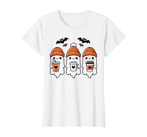 Süßer Halloween-Geist trinkt Kaffee für Frauen T-Shirt Süßer Halloween-Geist trinkt Kaffee für Frauen T-Shirt von Cute Halloween Ghost Drinking Coffee Halloween