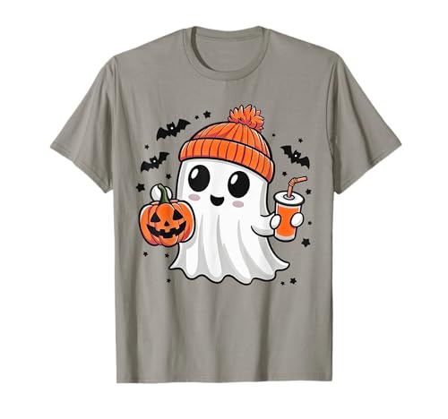 Süßer Geist trinkt Kürbis Saft Halloween Geist Jungen Mädchen T-Shirt Süßer Geist trinkt Kürbis Saft Halloween Geist Jungen Mädchen T-Shirt von Cute Halloween Ghost Gifts for Kids Boys and Girls