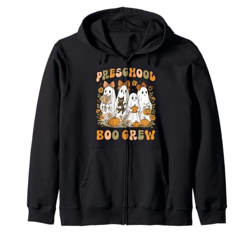Boo Crew Vorschullehrerin Frauen Halloween Kostüm Geist Katze Kapuzenjacke Boo Crew Vorschullehrerin Frauen Halloween Kostüm Geist Katze Kapuzenjacke von Cute Halloween Preschool Teacher Team Matching Kid