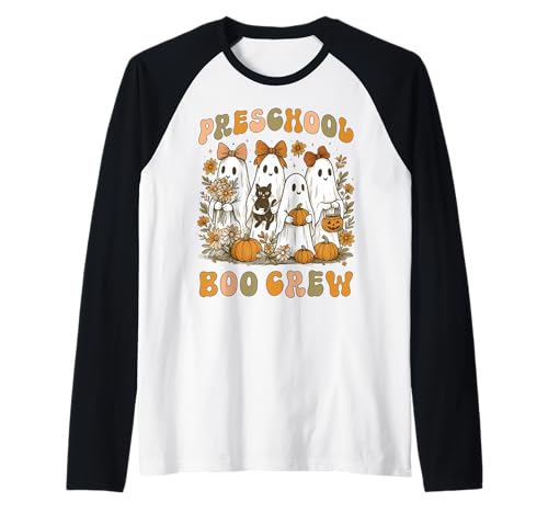 Boo Crew Vorschullehrerin Frauen Halloween Kostüm Geist Katze Raglan Boo Crew Vorschullehrerin Frauen Halloween Kostüm Geist Katze Raglan von Cute Halloween Preschool Teacher Team Matching Kid