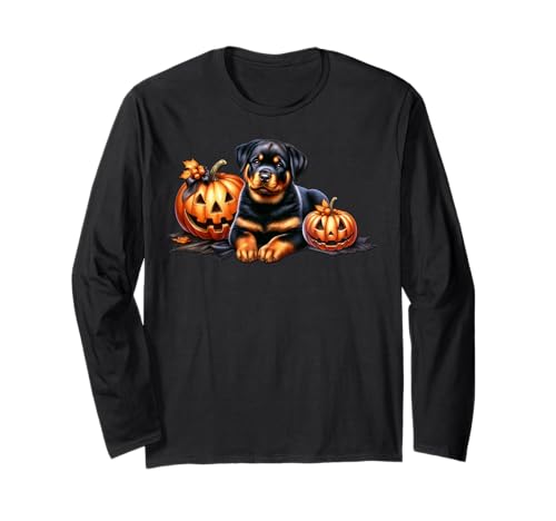 Halloween Pumpkins for Women and Men with Rottweiler Dog Langarmshirt von Cute Halloween Rottweiler Gifts For Women Men Kids
