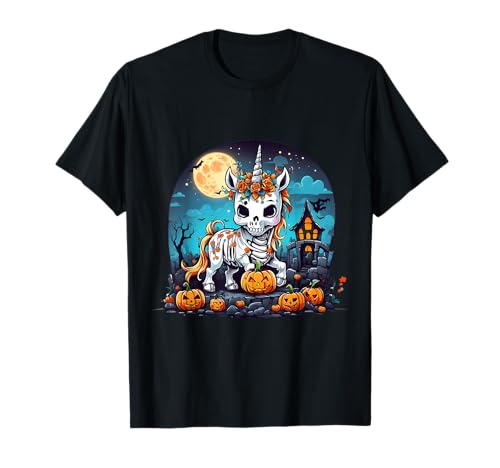 Niedliches Halloween Skelett Einhorn Mädchen Frauen Hexe Halloween T-Shirt Niedliches Halloween Skelett Einhorn Mädchen Frauen Hexe Halloween T-Shirt von Cute Halloween Skeleton Unicorn Pumpkin Kids Tee
