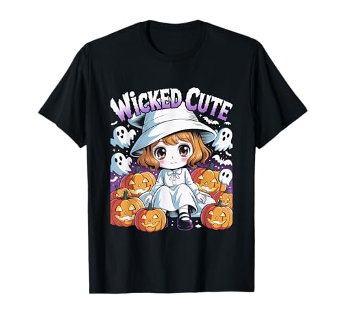 Halloween-Anime-Mädchen, niedliche Hexen, Kürbisfledermäuse, Geister, Kinder T-Shirt von Cute Halloween Tees NYC