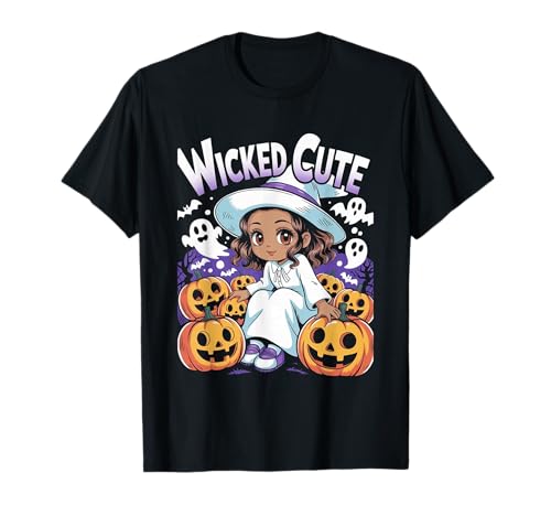 Halloween-Anime Schwarze Hexe Melanin, niedlicher Kürbis, für Kinder und Mädchen T-Shirt von Cute Halloween Tees NYC