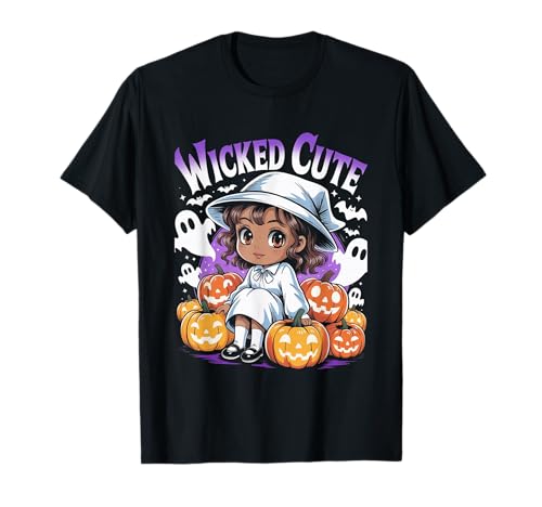 Süße Kürbis-Geister-Mädchen mit Halloween-Motiv, Schwarze Hexe, Melanin T-Shirt von Cute Halloween Tees NYC