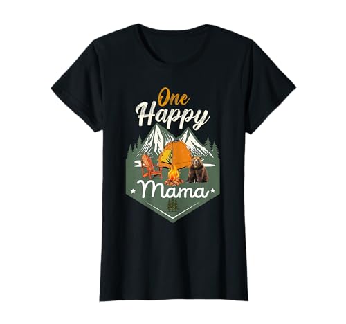 One Happy Mama Camper Geburtstag Familie Bär Matching Mom T-Shirt von Cute Happy Birthday Camping Trip Family Mother