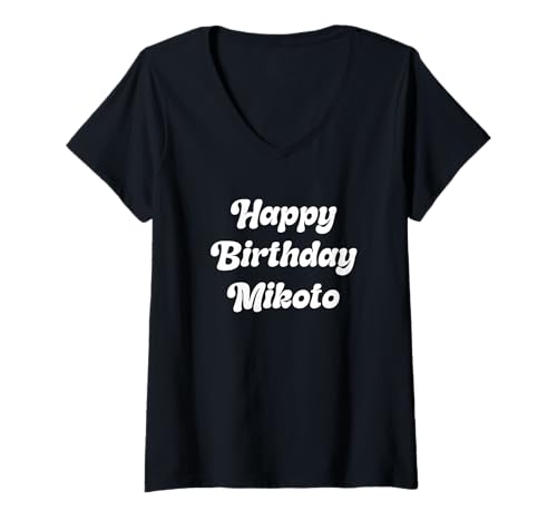 Damen Alles Gute zum Geburtstag Mikoto T-Shirt mit V-Ausschnitt von Cute Happy Birthday Mikoto Apparel