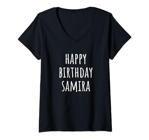 Damen Alles Gute zum Geburtstag Samira T-Shirt mit V-Ausschnitt von Cute Happy Birthday Samira Apparel