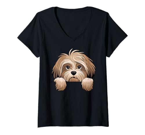 Damen Niedlicher havanesischer Welpe, lustiger Havaneser-Hundeliebhaber T-Shirt mit V-Ausschnitt Damen Niedlicher havanesischer Welpe, lustiger Havaneser-Hundeliebhaber T-Shirt mit V-Ausschnitt von Cute Havanese Puppy Dog Lover