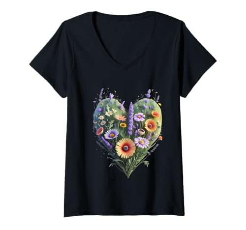 Damen Niedliches Herz-Blumen-lustiges Unisex-Design für Männer und Frauen T-Shirt mit V-Ausschnitt Damen Niedliches Herz-Blumen-lustiges Unisex-Design für Männer und Frauen T-Shirt mit V-Ausschnitt von Cute Heart Flower Funny Unisex Design For Tee