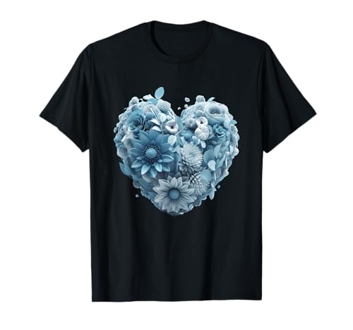 Niedliche hellblaue Herz-Grafik aus Blumen für Frauen und Mädchen T-Shirt Niedliche hellblaue Herz-Grafik aus Blumen für Frauen und Mädchen T-Shirt von Cute Heart Made of Flowers Shirts Store