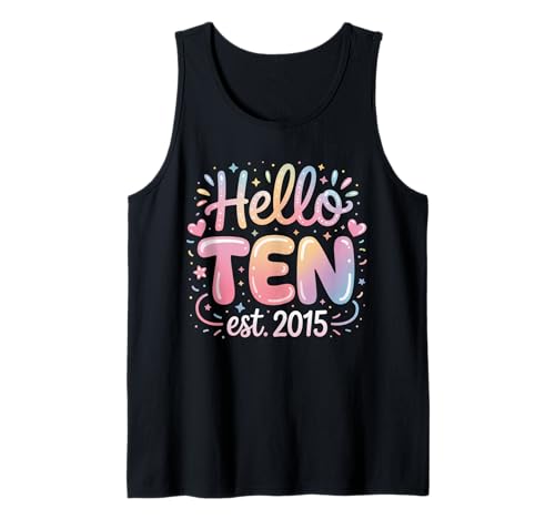 Cute Hello Ten 10th Birthday Girl Coquette Style EST 2015 Tank Top Cute Hello Ten 10th Birthday Girl Coquette Style EST 2015 Tank Top von Cute Hello Ten 10th Birthday Girl EST 2015 Tee