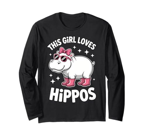 Dieses Mädchen liebt Nilpferde lustiges Nilpferd Langarmshirt Dieses Mädchen liebt Nilpferde lustiges Nilpferd Langarmshirt von Cute Hippo Fun Hippopotamus Girl Design
