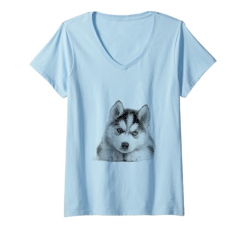 Damen Niedlicher Sibirischer Husky für Hundemutter und Pfoteneltern T-Shirt mit V-Ausschnitt Damen Niedlicher Sibirischer Husky für Hundemutter und Pfoteneltern T-Shirt mit V-Ausschnitt von Cute Husky Designs for Husky Lovers