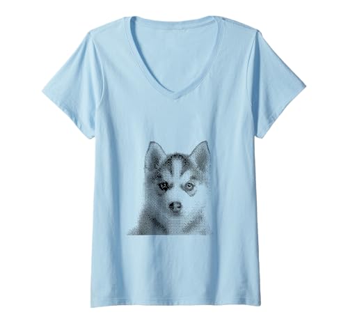 Damen Niedlicher Sibirischer Husky für Hundemutter und Pfoteneltern T-Shirt mit V-Ausschnitt Damen Niedlicher Sibirischer Husky für Hundemutter und Pfoteneltern T-Shirt mit V-Ausschnitt von Cute Husky Designs for Husky Lovers