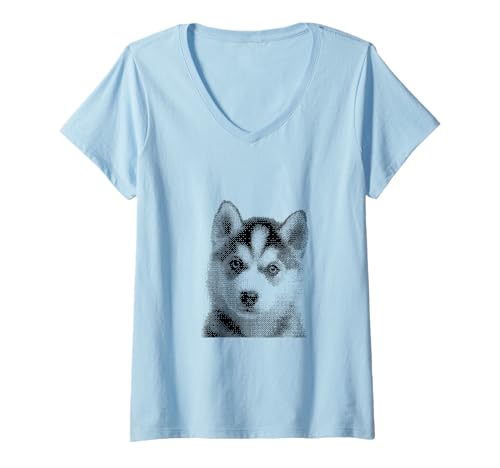Damen Niedlicher Sibirischer Husky für Hundemutter und Pfoteneltern T-Shirt mit V-Ausschnitt Damen Niedlicher Sibirischer Husky für Hundemutter und Pfoteneltern T-Shirt mit V-Ausschnitt von Cute Husky Designs for Husky Lovers
