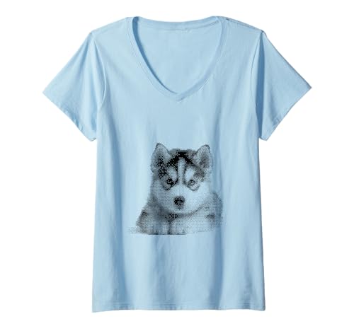 Damen Niedlicher Sibirischer Husky für Hundemutter und Pfoteneltern T-Shirt mit V-Ausschnitt Damen Niedlicher Sibirischer Husky für Hundemutter und Pfoteneltern T-Shirt mit V-Ausschnitt von Cute Husky Designs for Husky Lovers