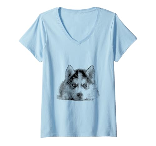 Damen Niedlicher Sibirischer Husky für Hundemutter und Pfoteneltern T-Shirt mit V-Ausschnitt Damen Niedlicher Sibirischer Husky für Hundemutter und Pfoteneltern T-Shirt mit V-Ausschnitt von Cute Husky Designs for Husky Lovers