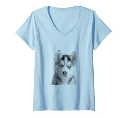 Damen Niedlicher Sibirischer Husky für Hundemutter und Pfoteneltern T-Shirt mit V-Ausschnitt Damen Niedlicher Sibirischer Husky für Hundemutter und Pfoteneltern T-Shirt mit V-Ausschnitt von Cute Husky Designs for Husky Lovers