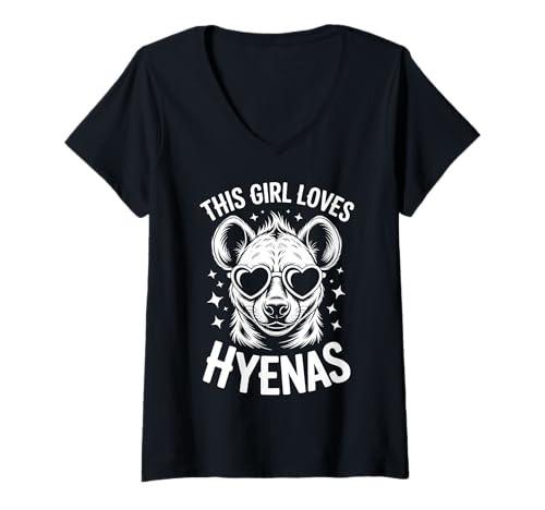 Damen This Girl Loves Hyänas Funny Hyena T-Shirt mit V-Ausschnitt von Cute Hyenas Funny Hyena Design